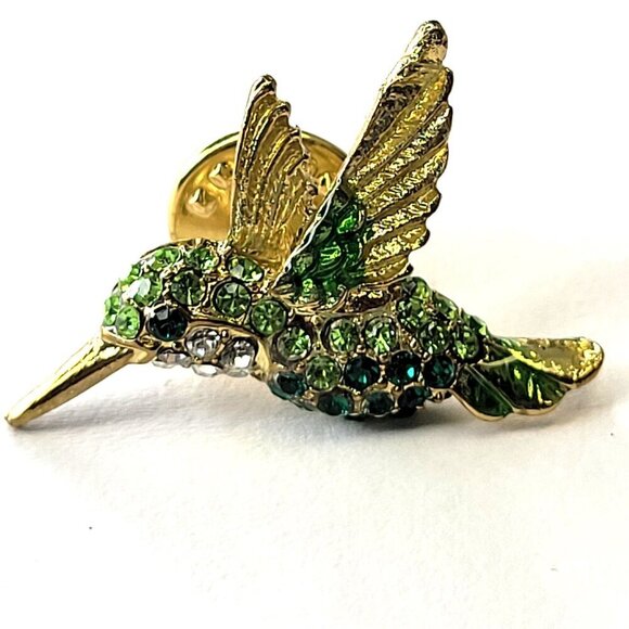 Hummingbird Brooch Pin Green Rhinestone Hummingbird Pin Glitter Small Brooch Pin - Picture 1 of 8